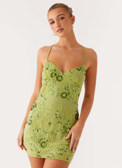 Vietta Sequin Cami Mini Dress - Lime