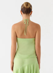 Teneika Beaded Flower Top - Lime