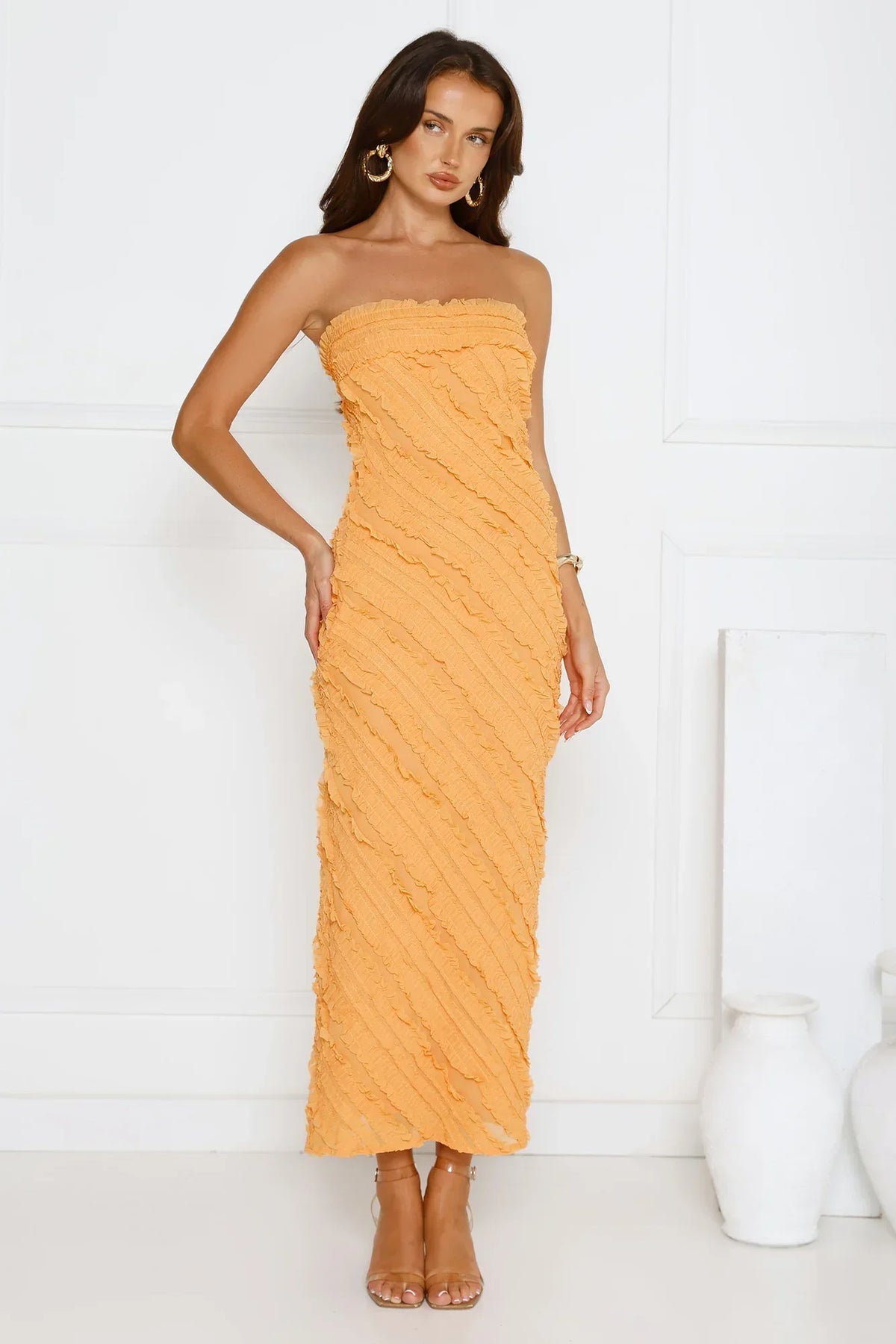 Daydream Delight Strapless Maxi Dress Orange