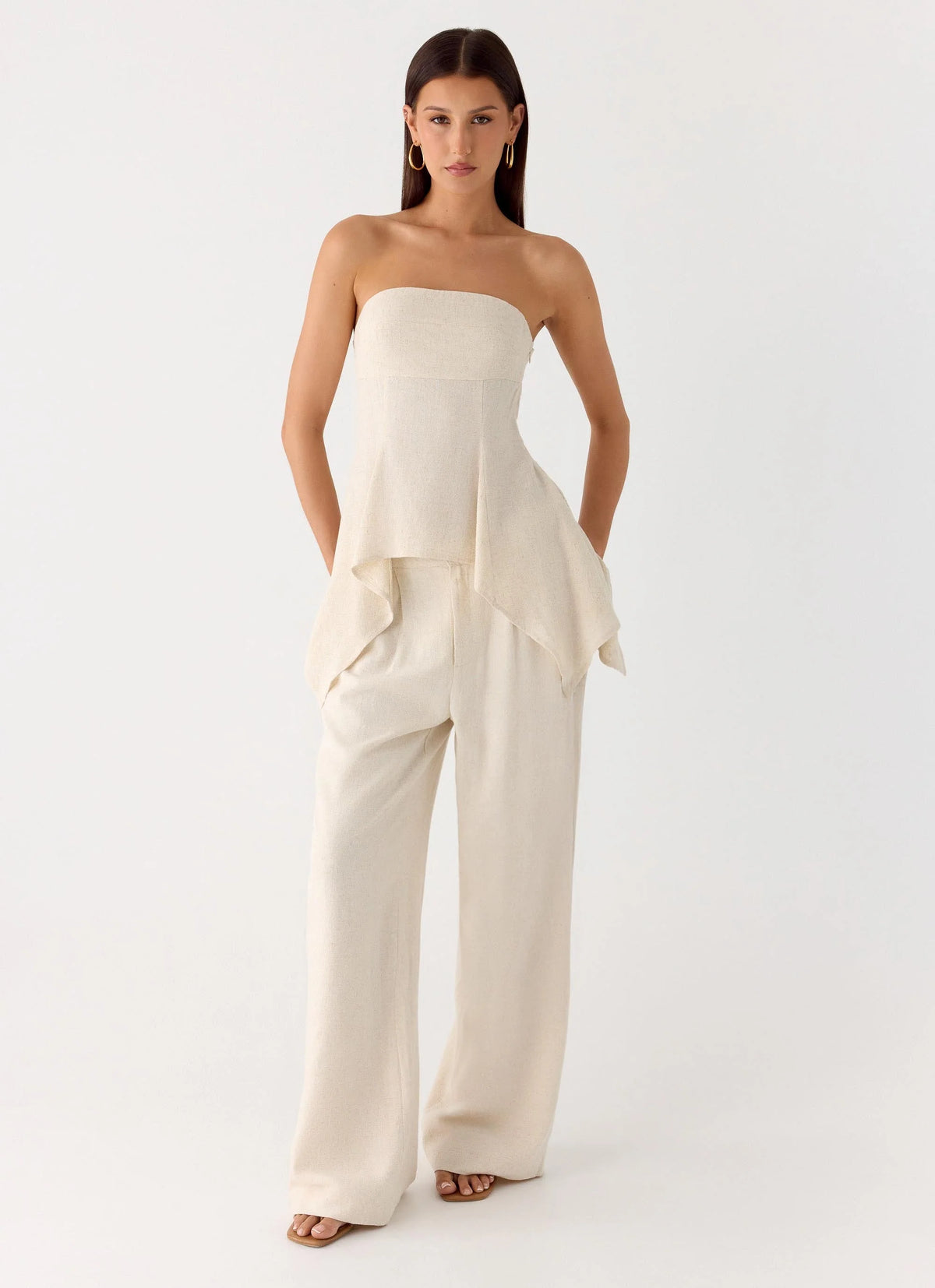 Delong Low Rise Linen Pants - Oatmeal