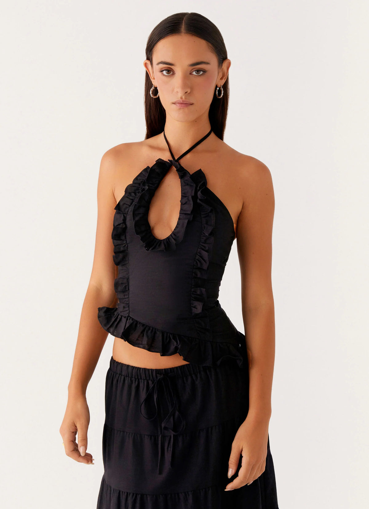 Mariella Linen Top - Black