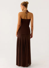 Callie Ruched Maxi Dress - Chocolate