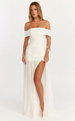 Florence Maxi Dress - Off Shoulder Sheer Skirt Dress in White