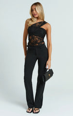 Asymmetrical Black Lace Panel Top