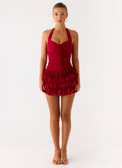 Someone Else Halter Top - Dark Cherry