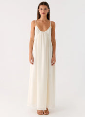 Whisperlight Chiffon Scooped Neck Maxi Dress - White