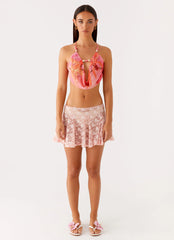 Bobbi Cowl Neck Top - Tropical Pink Print
