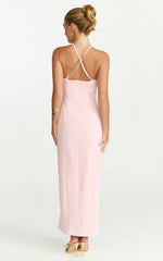 Mae Midi Dress - Resin O Ring Fitted Dress in Pink