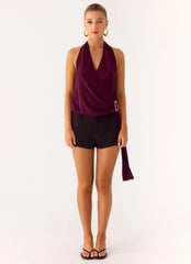 Teaha Wrap Top - Plum
