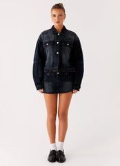 Tropics Low Rise Denim Mini Skort - Washed Dark Blue