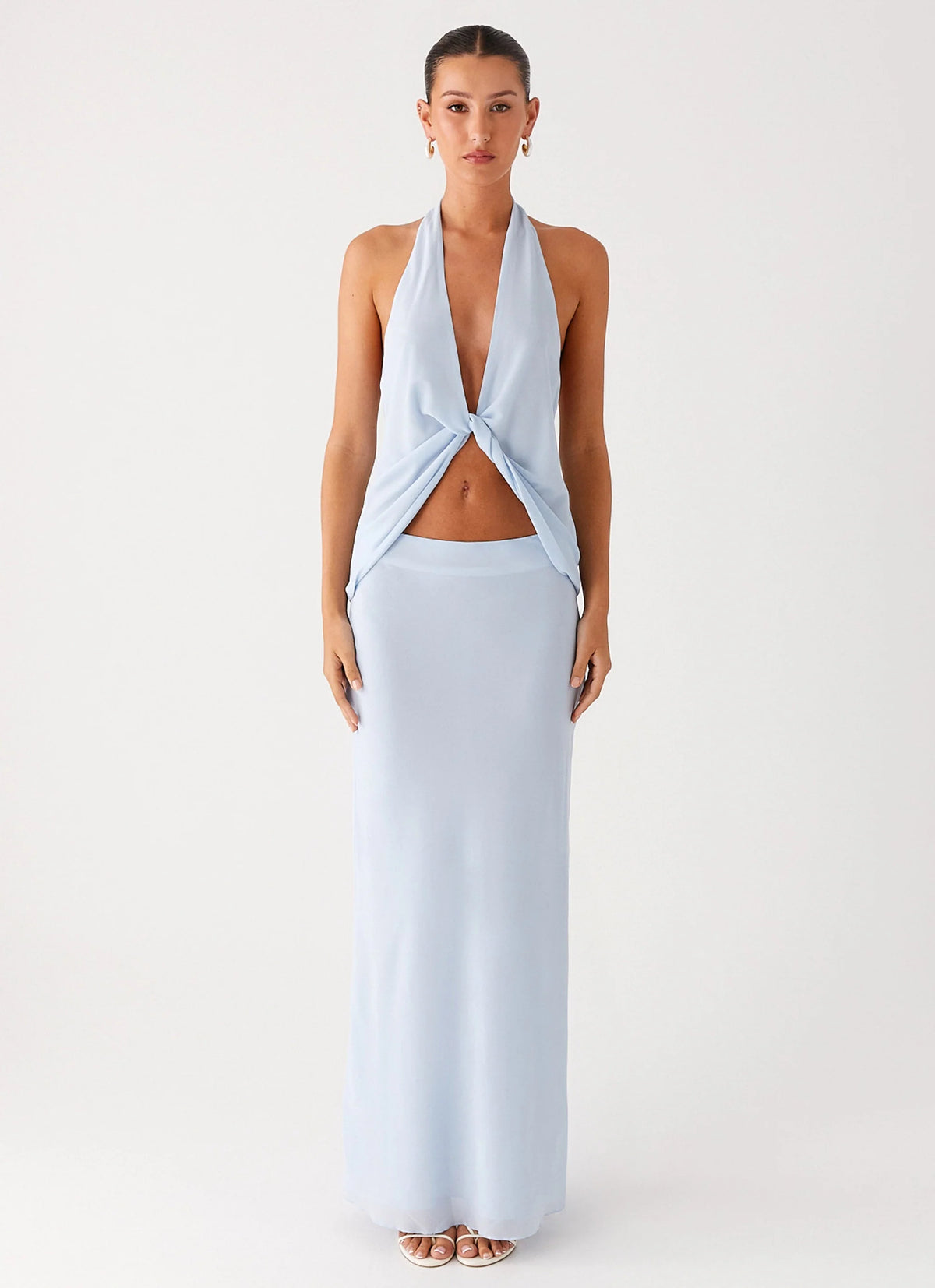 Michaella Chiffon Maxi Skirt - Blue