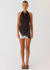 Altego Layered Backless Top - Cool Chocolate