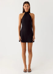 Keena Scarf Mini Dress - Black