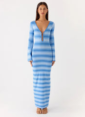Late Night Calls Knit Maxi Dress - Cerulean