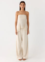 Delong Low Rise Linen Pants - Oatmeal