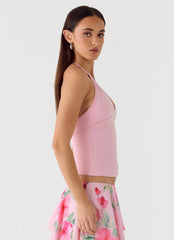 Roll Out Halter Top - Petal Pink