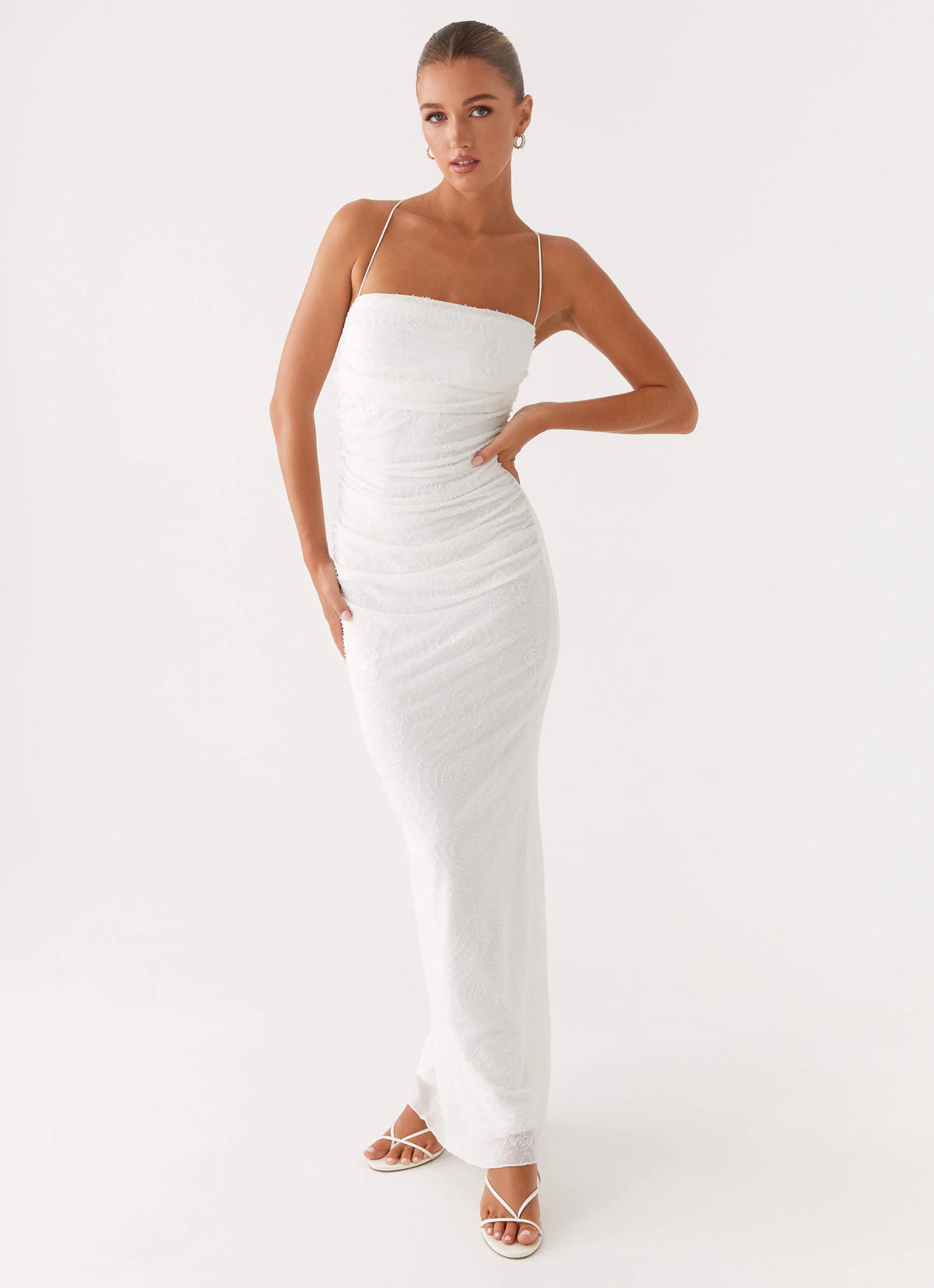 Paxton Beaded Maxi Dress - White