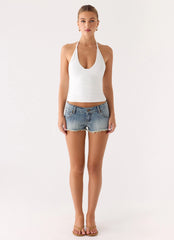 Roll Out Halter Top - White