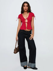 Incomparable Pleated Bust Top Red