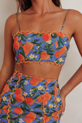 Chamberlain Scallop Trim Crop Top Citrus Orange