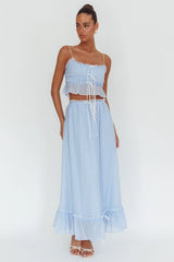 Maidens Tie Detail Overlock Top Cloud Blue