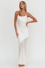 Gilded Dream Chiffon Hem Maxi Dress Oyster