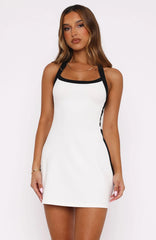I've Got Dreams Halter Mini Dress White