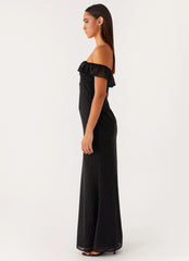 Scarlet Cherry Maxi Dress - Black Polka Dot