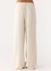 Delong Low Rise Linen Pants - Oatmeal