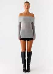 Romeo Bardot Knit Top - Grey