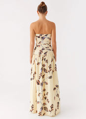 Rhea Ruched Maxi Dress - Buttercream Bliss