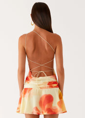 Meah Backless Mini Dress - Mimosa Blossom