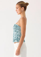 Alayna Sequin Top - Aqua