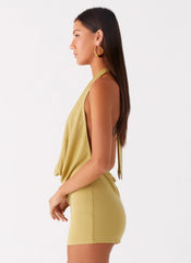 Haisley Cowl Mini Dress - Lime Green