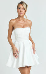 Bianca Mini Dress - Strapless Fit And Flare Dress in Ivory