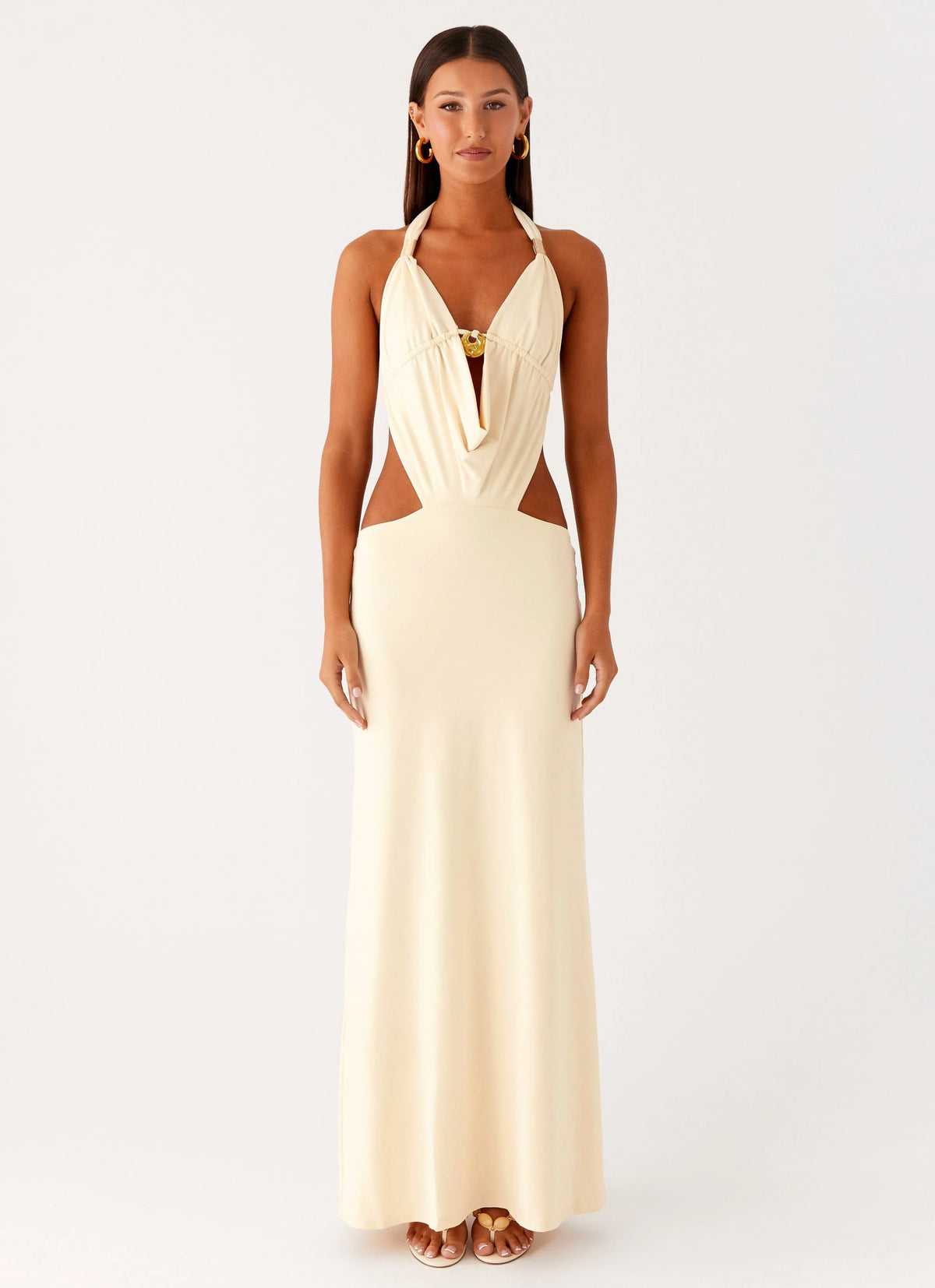 Torina Halter Maxi Dress - Lemon