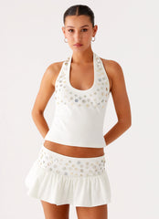 Vegas Nights Low Rise Skort - White