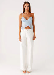 Glynne Frill Top - Baby Blue