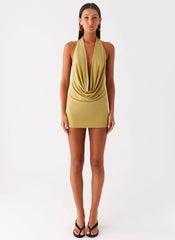 Haisley Cowl Mini Dress - Lime Green