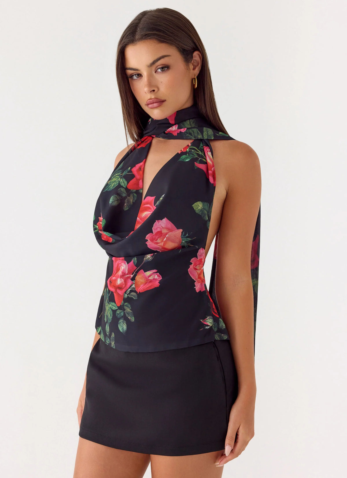 Get Me Halter Backless Top - Midnight Bloom