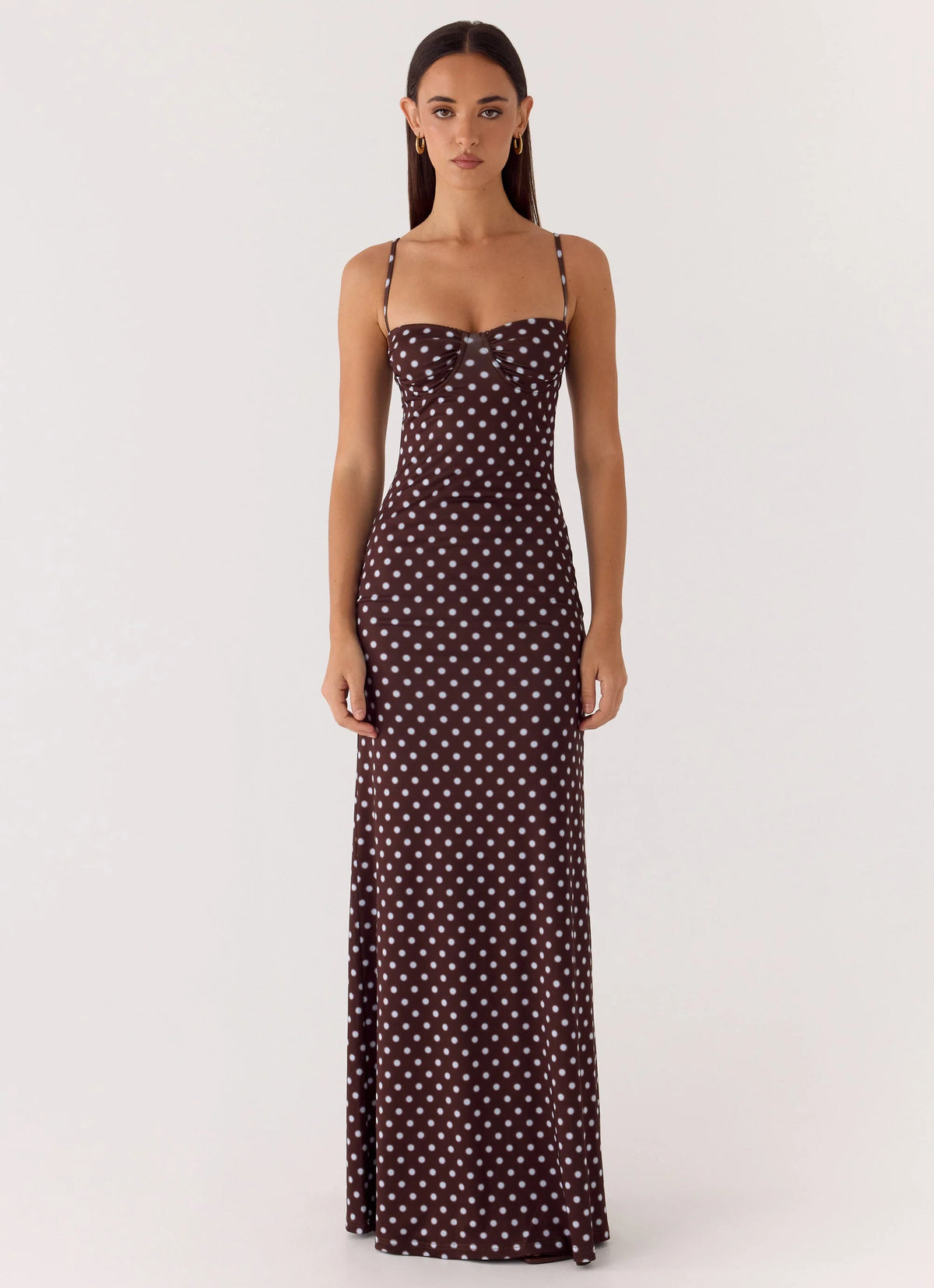 Vamonos Maxi Dress - Chocolate Blue Dot