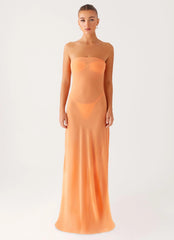Mattie Strapless Maxi Dress - Orange