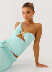 Ravi One Shoulder Top - Aqua