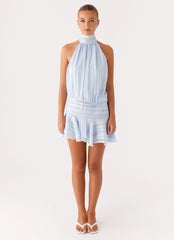 Willow Chiffon Mini Dress - Blue