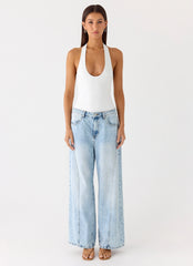 Set The Scene Halter Bodysuit - White