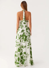 Ember Valley Cotton Maxi Dress - Verdant Bloom