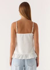 Lucie Mae Linen Top - White