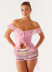 Dylan Off Shoulder Top - Pink