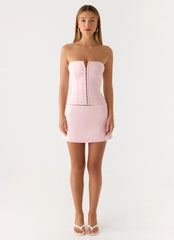 All My Ladies Strapless Corset Top - Petal Pink