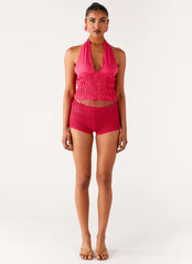 Teuila Beaded Top - Fuchsia